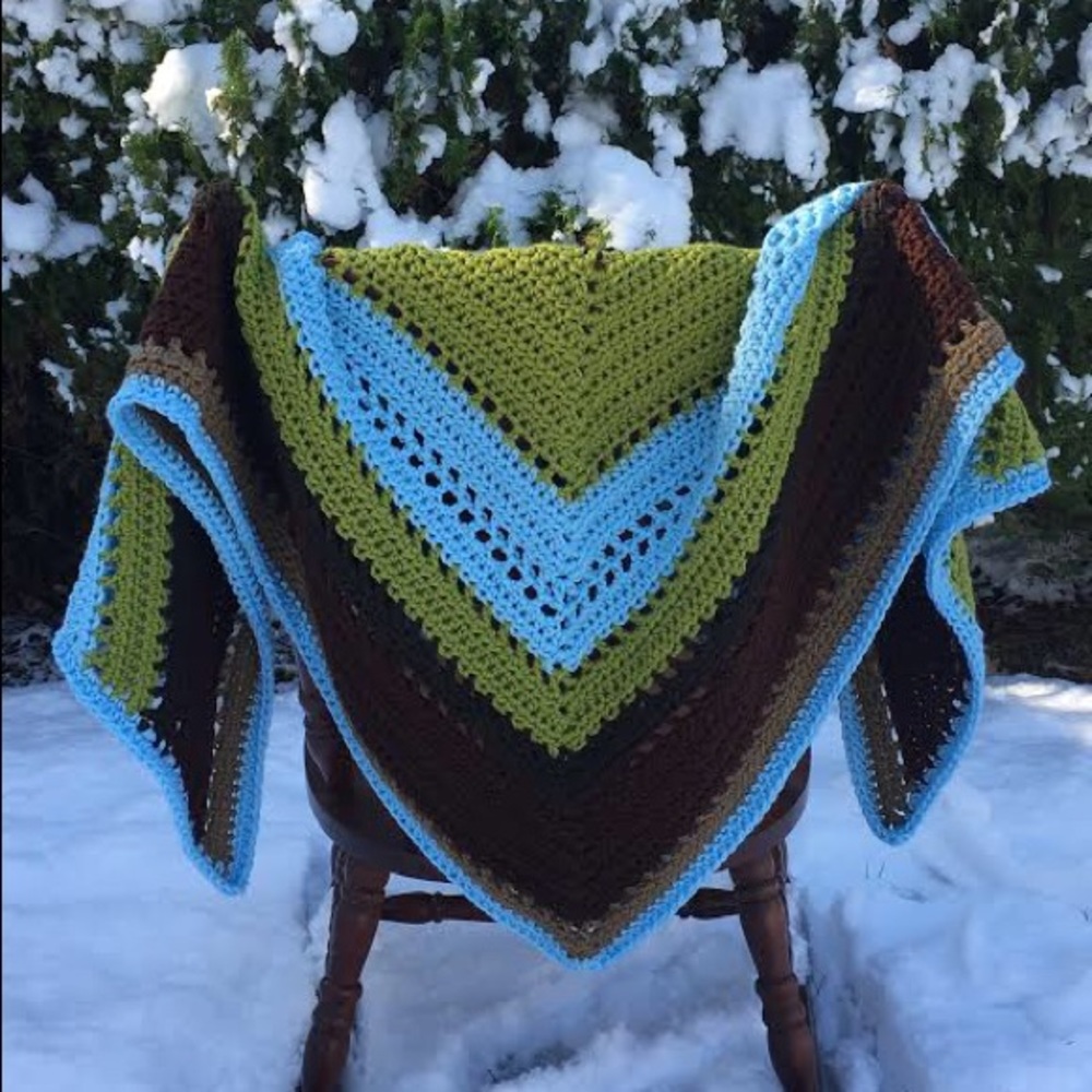 Crochet World Traveler Shawl in Scottish Highlands
